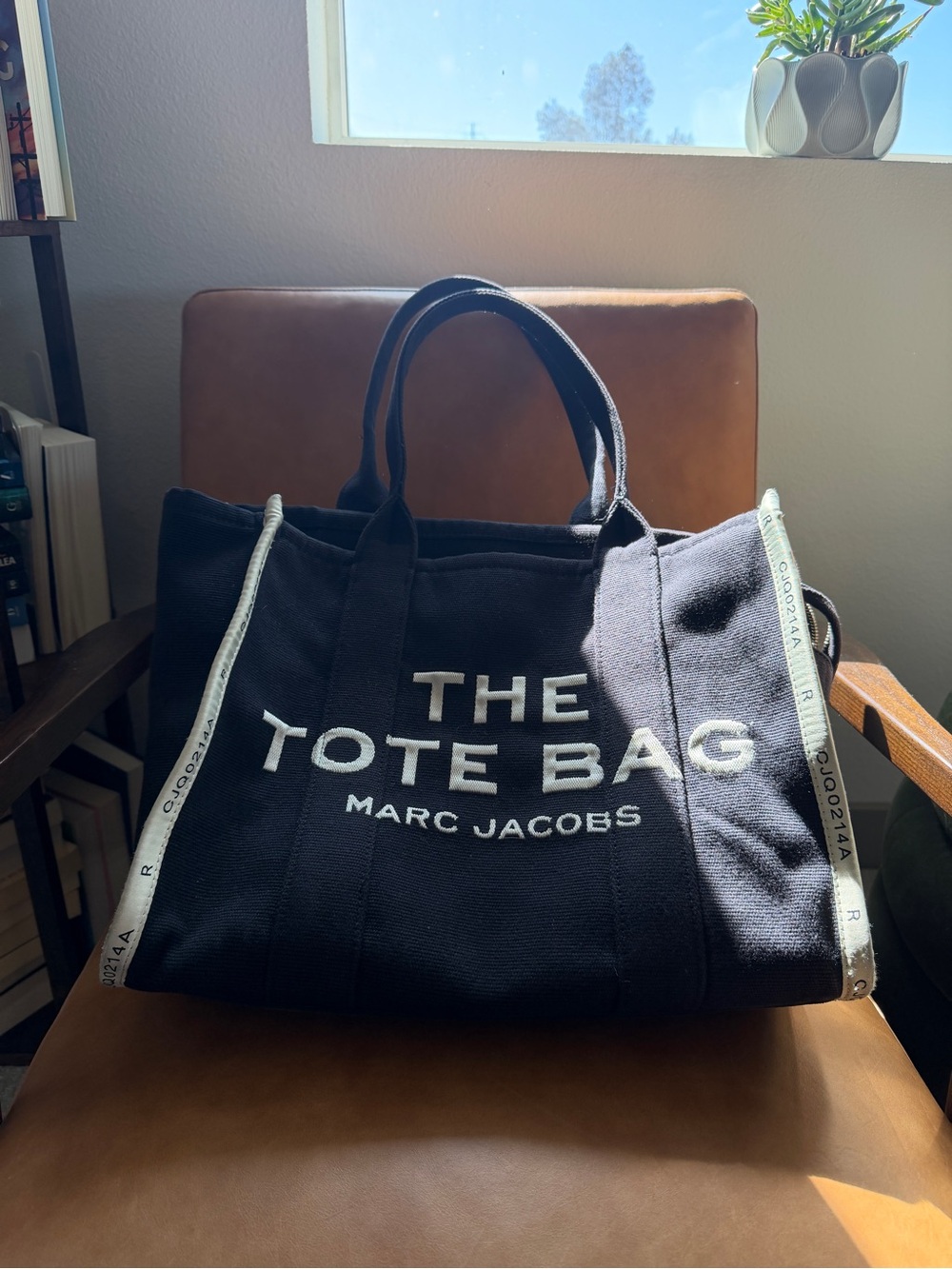 Marc Jacobs Black Canvas 'The Tote Bag' with White Logo